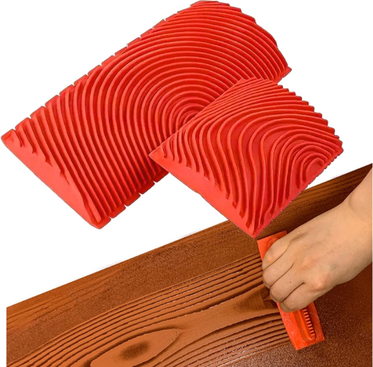 Houtnerf Kam Set - Houtnerf Kamroller – Houtnerver - Wood Grainer - Houtnerf Stempel – Houtnerfkwast – Creeër Houtnerven in Verf