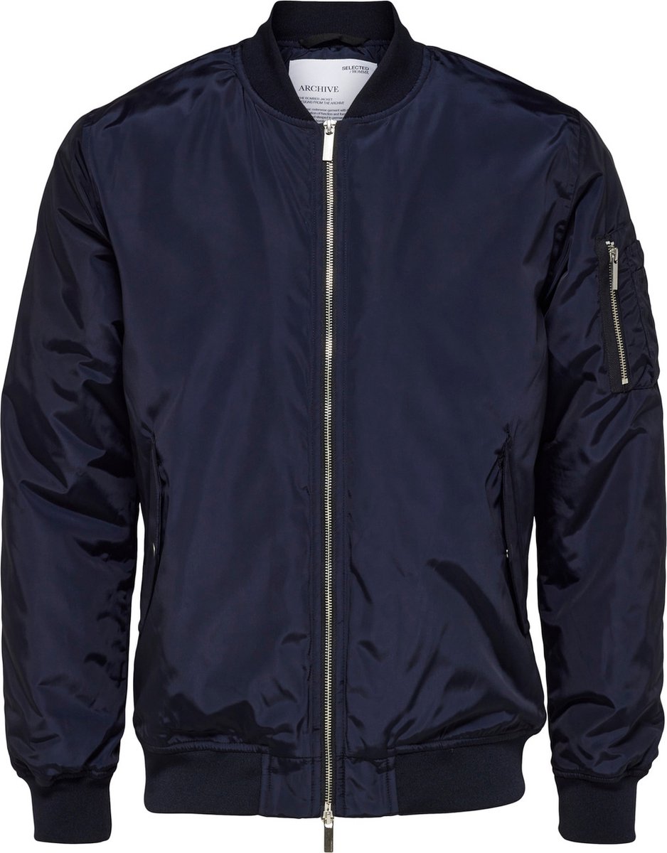 Selected - Heren Jas zomer Archive Bomber Jacket - Blauw - Maat XXL