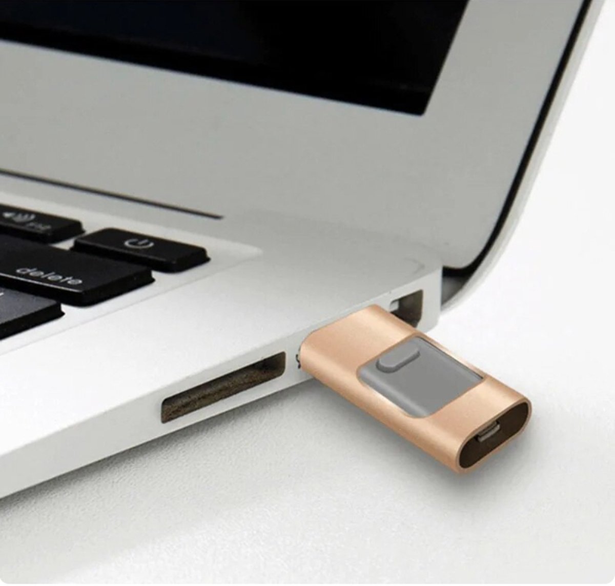 ROSPE 3-in-1 USB Stick 512GB – MFi-gecertificeerde Lightning & USB-C Flashdrive voor iPhone/iPad/Android/PC, USB 3.0 hoge snelheid externe opslaguitbreiding, asblauw