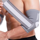 - Ondersteunende, elastische elleboogbrace - elastische en ademende stof, verstelbare compressieband, voor mannen, vrouwen - grijs (1 Stuk, Maat L)