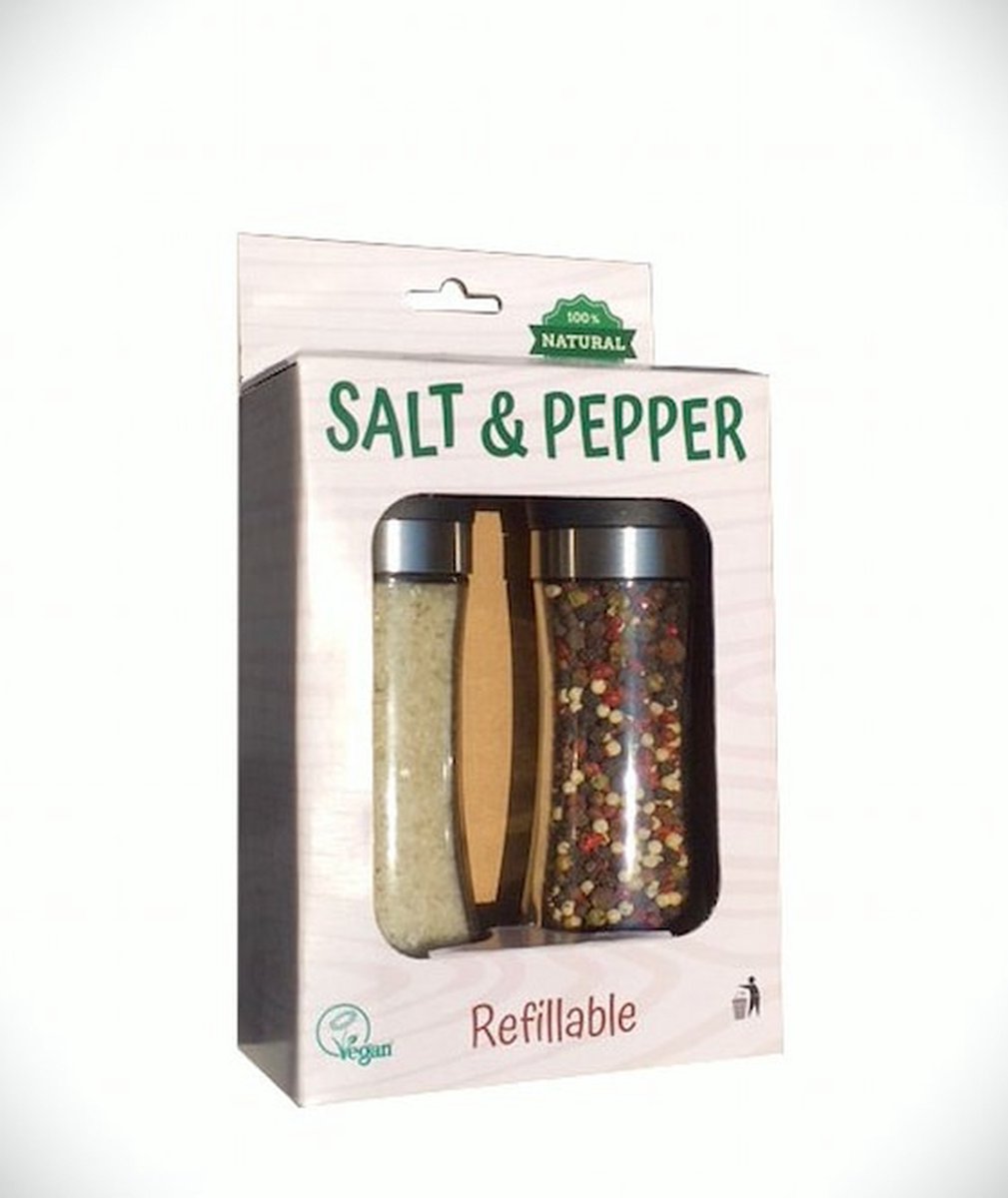 Goedkoopste Peper- en Zout Stel | Keltisch Zeezout 150g Pepermix 80g | Hervulbare Glazen Molens
