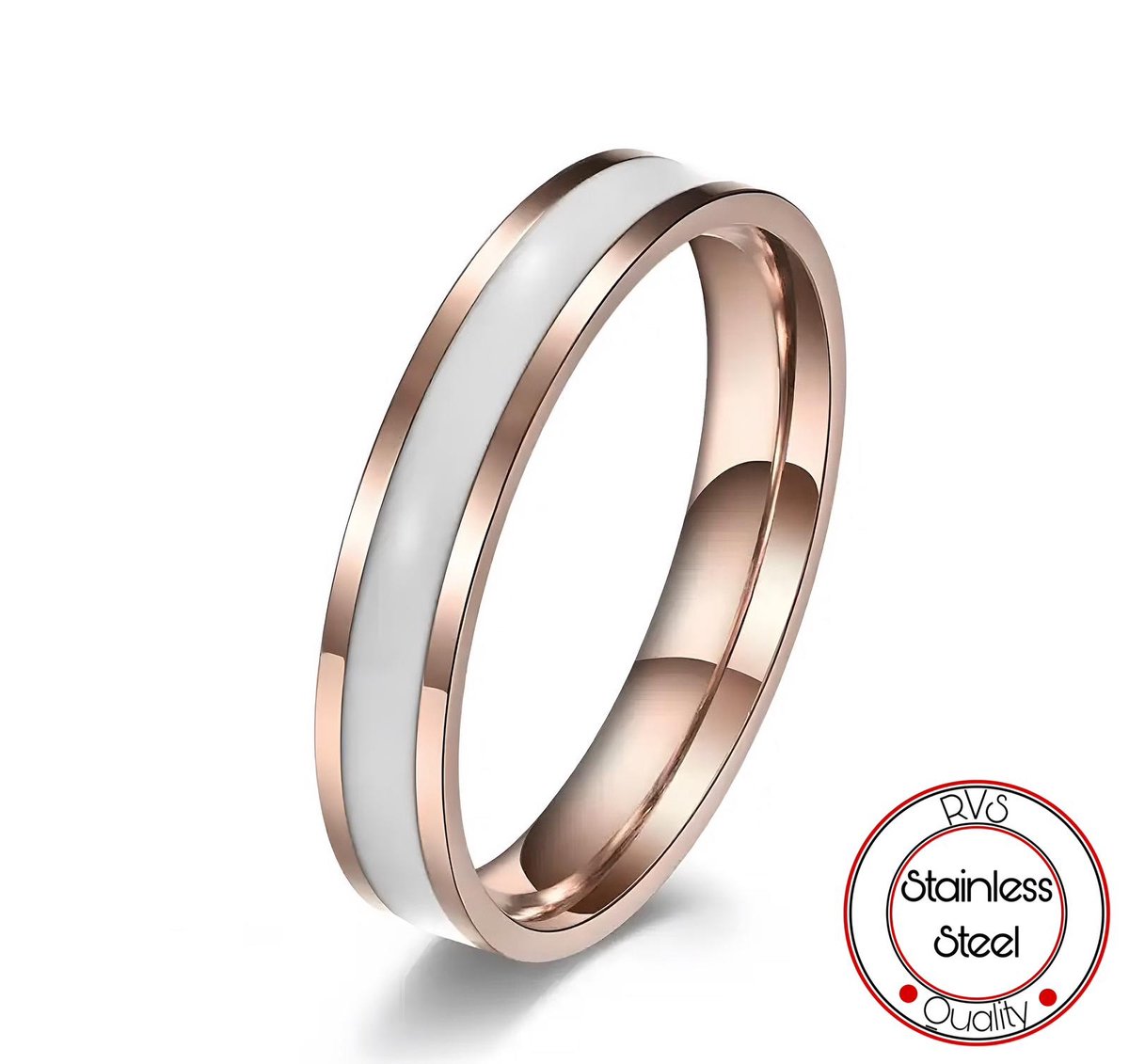 Basic Leren Ring | Ringen Mannen | Goud&Wit | 16 mm | Ring Heren | Mannen Cadeau voor Man Cadeautjes | Vrouwen Ring | Dames Cadeau | Cadeau voor vrouwen | Luxe ring | Soraro | Vaderdag Cadeau
