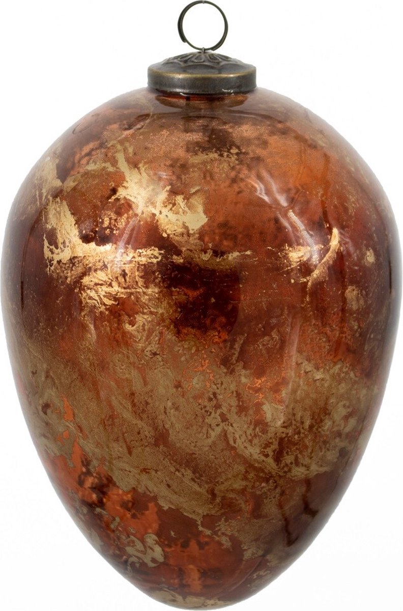 Glazen kerstbal XXL brown marble