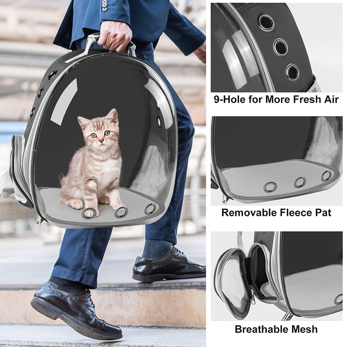 PETCUTE Cat Carrier Pet Travel Carrier Breathable Cat Carrying Bag Soft Sided Pet Carrier for Small Dogs Cats