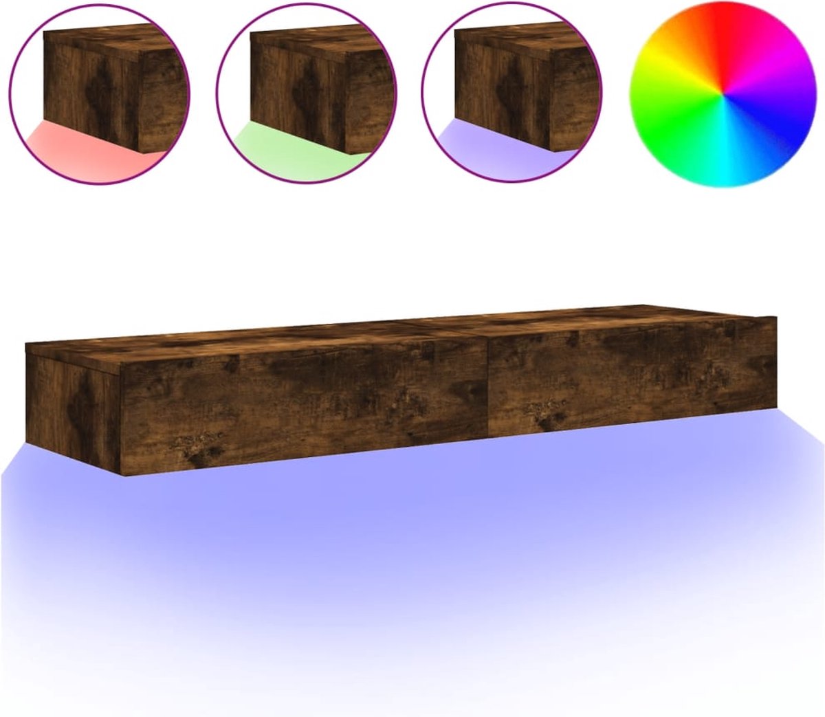 vidaXL - Tv-meubels - 2 - st - met - LED - 60x35x15,5 - cm - gerookt - eikenkleur