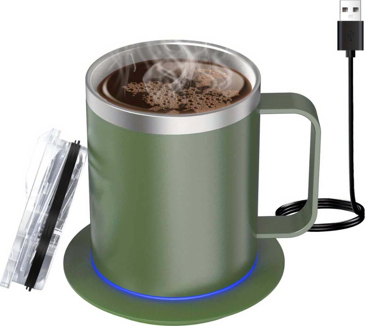 Cup Warmer - Mok Warmer - Mug Warmer - Koffie Warmer - Verwarmde Onderzetter - Koffie Warmhouder - Koffiekop Verwarmer - Kop Warmer - USB - Kopjes - Melk - Groen