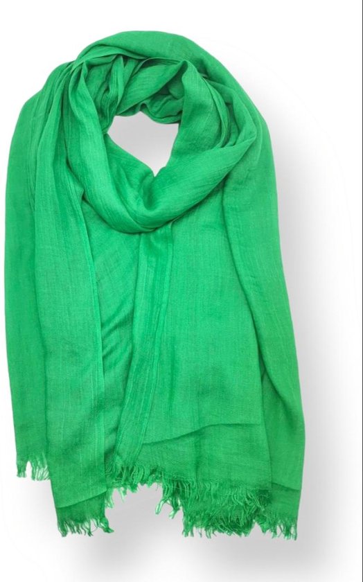 Lange dames sjaal Veerle effen motief smaragd groen
