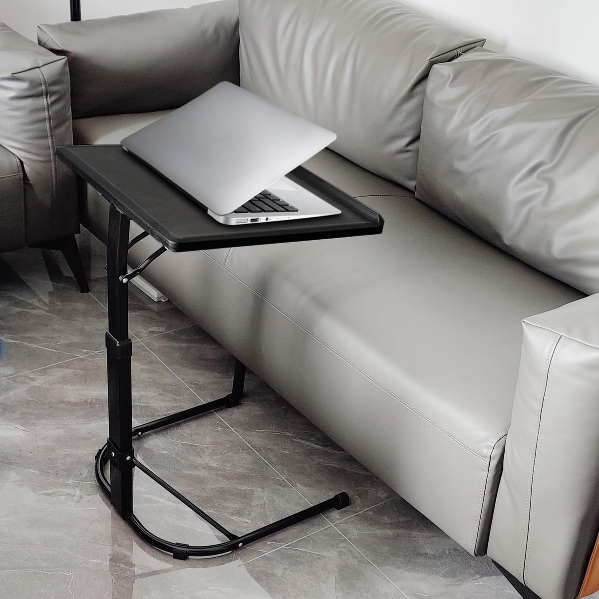 Height Adjustable Laptop Table for Bed Sofa Outdoor Folding Side Table for Hospital Bed Office Bedroom Black