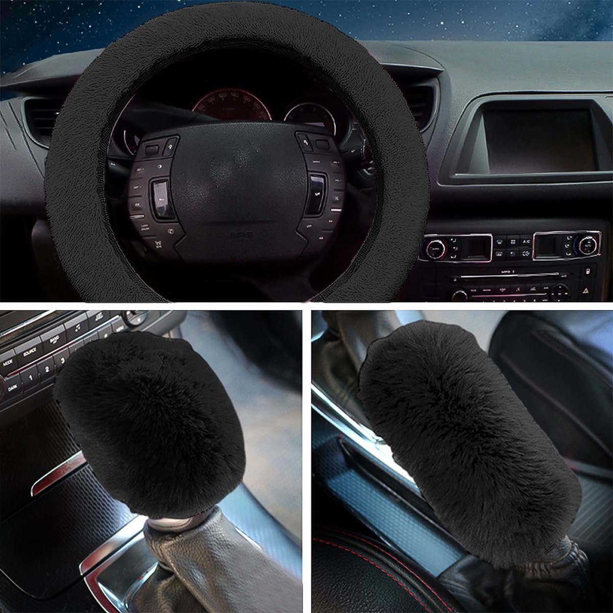 Stuurhoes voor de auto, 37 - 39 cm, universeel auto stuurhoes bont, winter stuurhoes, telescopische stuurhoes, zacht, comfortabel, breathable anti slip & geurvrij steering stuurbescherming, zwart Stuurhoes voor de auto, 37 - 39 cm, universeel auto stuurhoes bont, winter stuurhoes, telescopische stuurhoes, zacht, comfortabel, breathable anti slip & geurvrij steering stuurbescherming, zwart