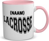 Akyol - lacrosse mok met eigen naam koffiemok - theemok - roze - Sport - lacrosse - sport - 350 ML inhoud