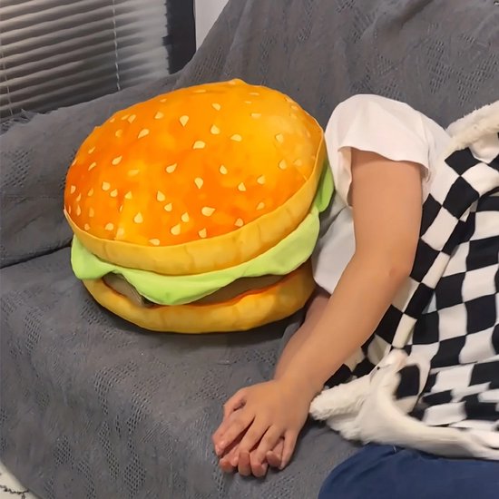 Grappig hamburger kussen - 2 in 1 - Stoel kussen - Bank - Bed - Decoratief - Cadeau - Kado artikel - Goede kwaliteit