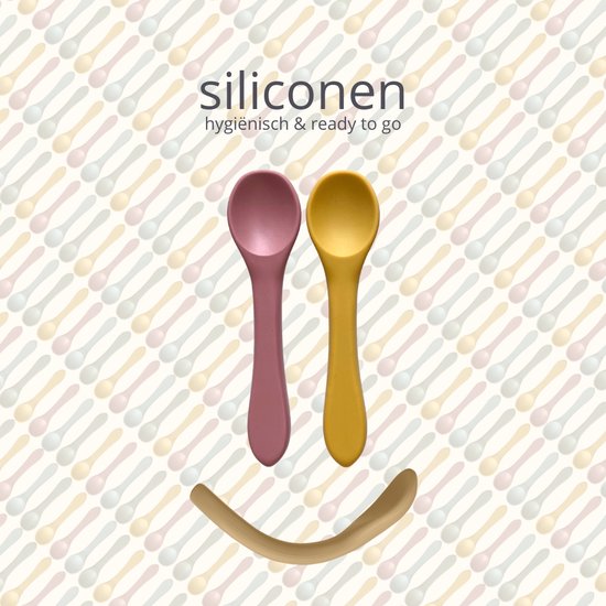 green-goose® Babylepels (4 Stuks) met Slabbetje | Roze | Duurzaam Siliconen | Verstelbaar Slabbetje | BPA Vrij