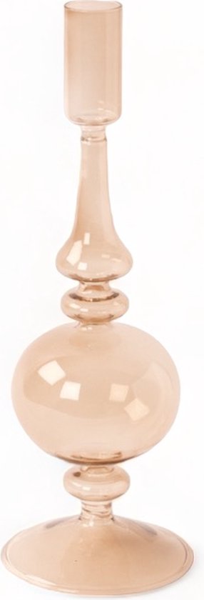 WinQ! - Kleurige Glaskandelaar Amber 8,5x25cm -Kaarsenhouder glas– Decoratie woonkamer – geschikt voor Dinerkaarsen