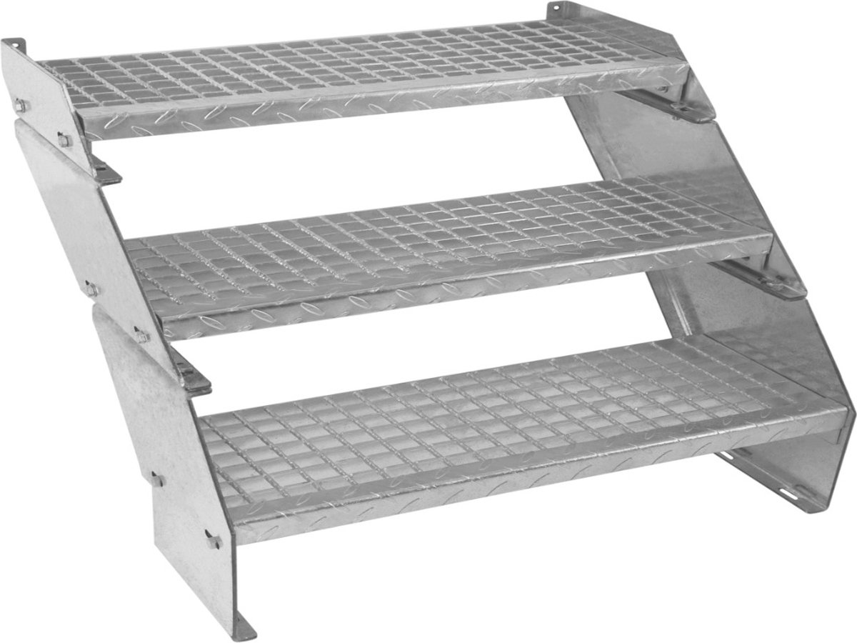 Verstelbare 3-delige verzinkte trap - zilver - 900 mm - max. 12 treden
