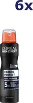 6x L'Oreal Men Expert Deodorant Spray 150ml Carbon