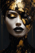 Vrouw in Goud Poster | Abstracte Kunst | Kunst Goud | Moderne Kunst | Zwart Goud Poster | 61x91cm | Wanddecoratie | Muurposter | DZ | Geschikt om in te lijsten