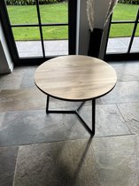 M2-meubels - ronde eikenhouten salontafel / 60x44cm / industrieel onderstel
