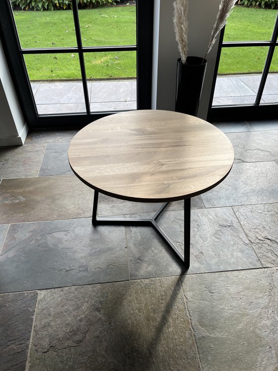M2-meubels - ronde eikenhouten salontafel / 60x44cm / industrieel ...