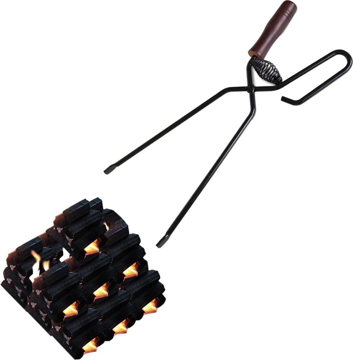 Haardtang, 40 cm, Haardtang, Haardtang, Houttang, Houttang, Anti-verbranding, Lange haardtang voor barbecue, openhaard, kampvuur