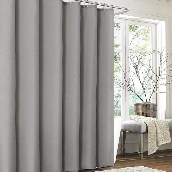 Linnen douchegordijn met metalen douchegordijnringen, stof, textiel, badgordijn,...