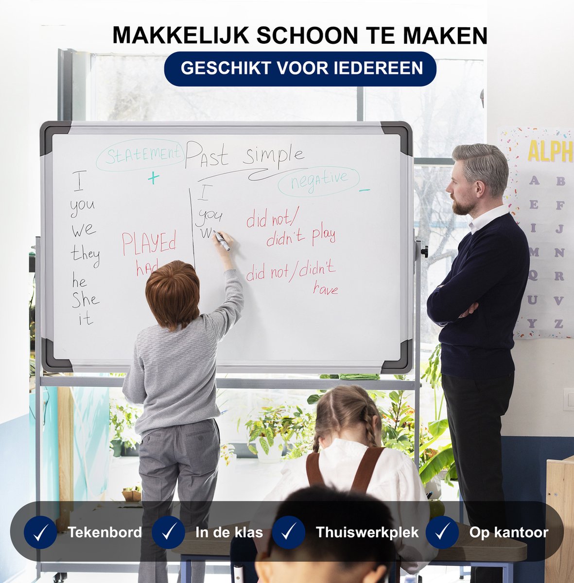 Duerté Whiteboard XXL Magnetisch met Stiften thumbnail 4