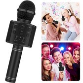 Microphone Karaoké Sans Fil Cheqo® - avec Effet Echo - Rechargeable - Connexion USB - Radio FM - Portée 10m - Set Karaoké - Pour Enfants et Adultes - Lumière LED - 5 Effets Sonores - Cadeau pour Enfants