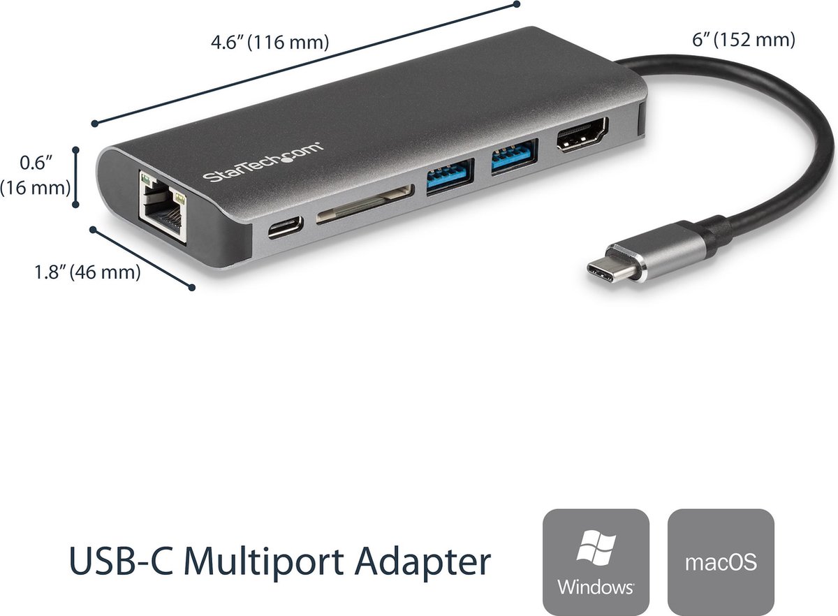Adaptateur Multiports USB-C - Lecteur de carte SD - Alimentation