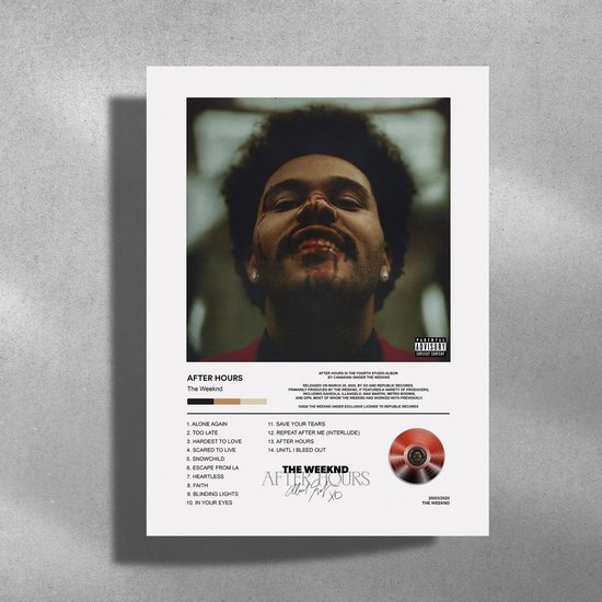 The Weeknd - After Hours - Poster métal 30x40cm - couverture de l'album
