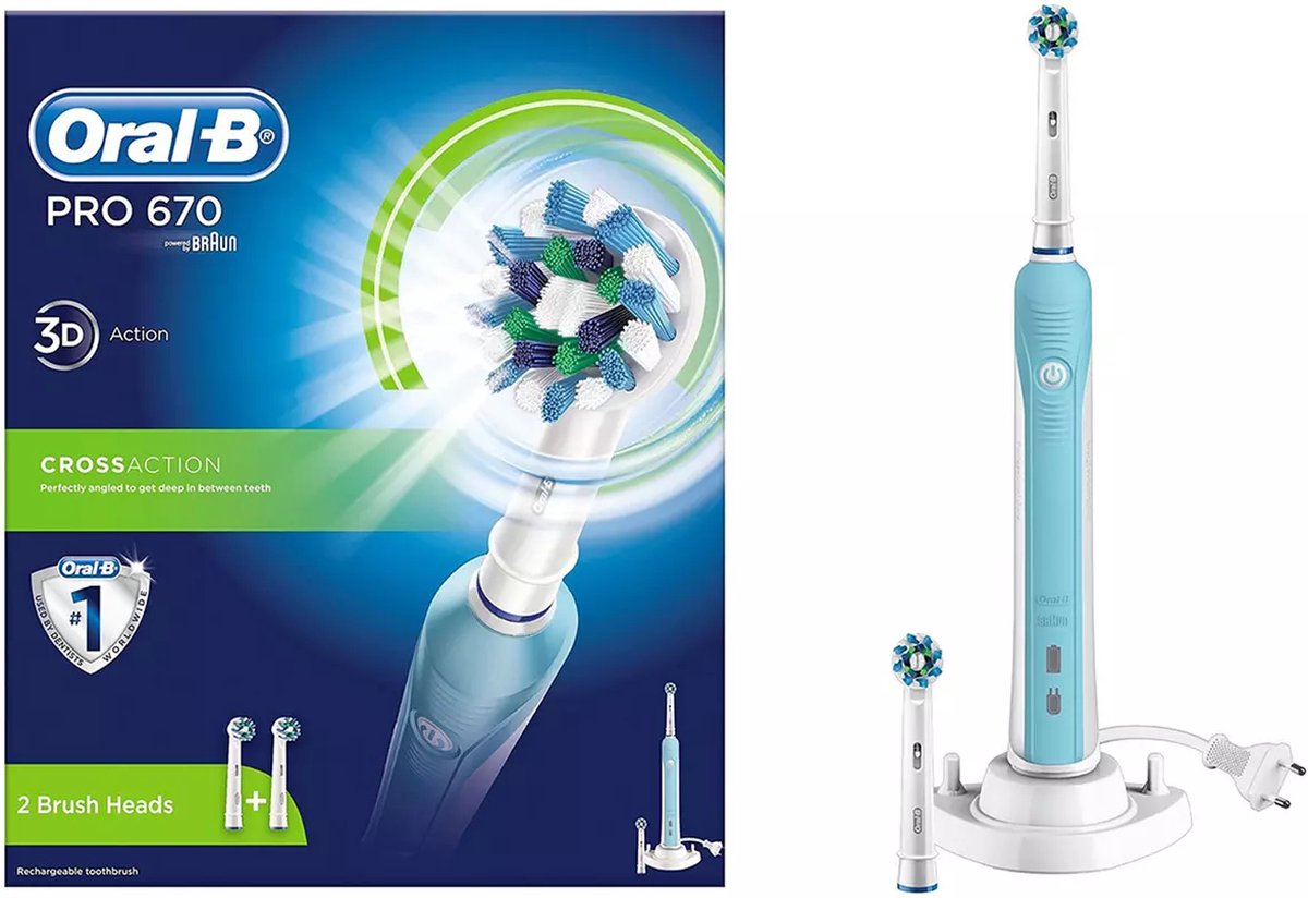 Oral-B PRO 670 CrossAction - Elektrische tandenborstel - met 2 opzetborstels - Oral B