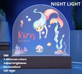 Chloris - PERSONNALISÉ - Lampe de nuit sirène pour chambre d'enfant design unique - film sirène du monde sous-marin - 7 couleurs différentes - intensité lumineuse réglable - chargement USB