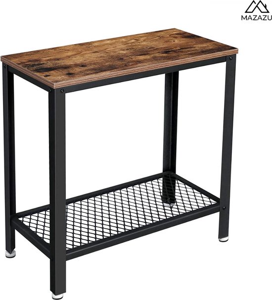 HOMCOM Salontafel, woonkamertafel, ovale koffietafel met legplanken voor kantoor, woonkamer, slaapkamer, industriële stijl, E1 spaanplaat, staal, bruin, 100 x 60 x 46 cm (l x b x h HOMCOM Salontafel, woonkamertafel, ovale koffietafel met legplanken voor kantoor, woonkamer, slaapkamer, industriële stijl, E1 spaanplaat, staal, bruin, 100 x 60 x 46 cm (l x b x h