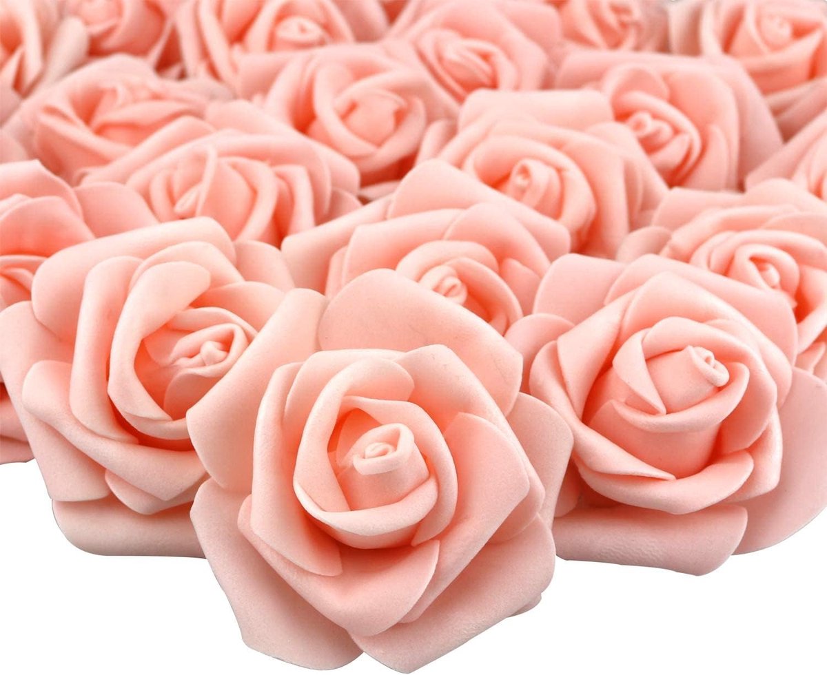Gotrays 10 stuks kunstrozen bloemen bruidsboeket bloemen-DIY Gesimuleerde-roos met bloemhoofd - Champagne Boeketten Centerpiece voor Bruiloft Kerstfeest Tafel Decoraties