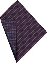 Michaelis pocket square - blauw met bordeaux dessin pochet zijde - Maat: One size