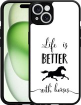 Cazy Hardcase Hoesje geschikt voor iPhone 14 Life is Better with Horses