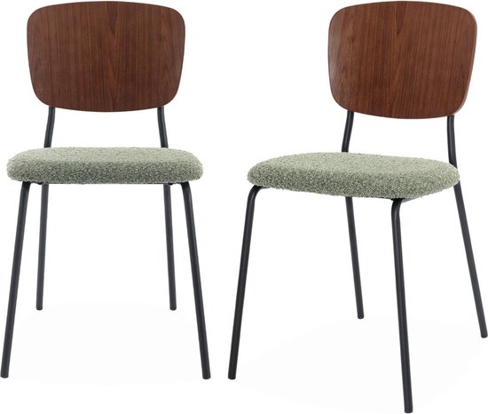 sweeek - Bouclé et chaise en bois, emy, lot de 2