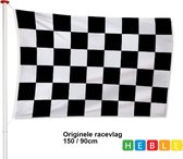 *** Geruite Finish vlag 90 x 150 cm - Finish Flag - Formule 1 - Drapeau Race - van Heble® ***