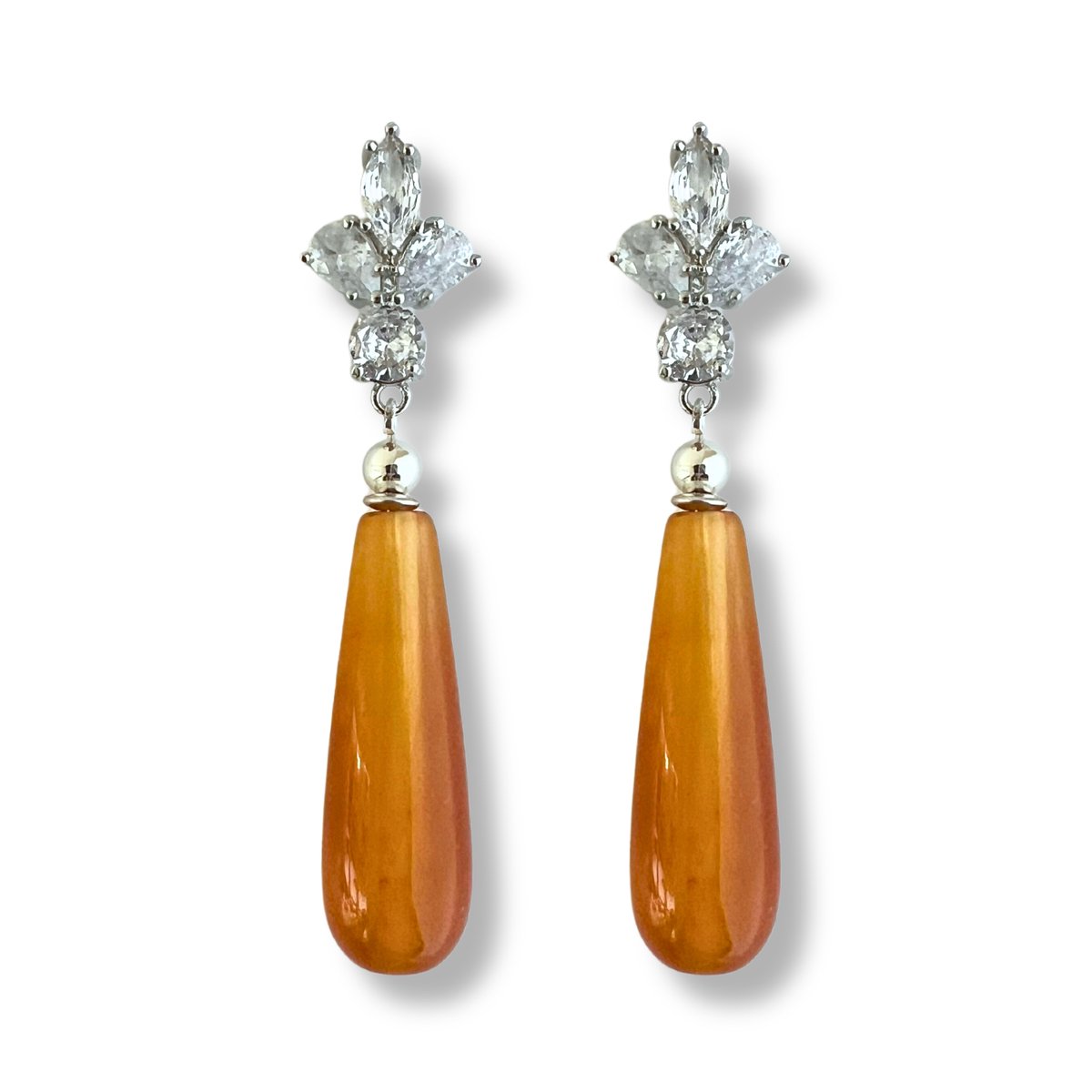 Zatthu Jewelry - N23FW674 Loux oorbellen met oranje natuursteen
