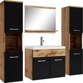 Ensemble de meuble de salle de bain Montreal XL 60cm chêne avec meuble de salle de bain complet noir