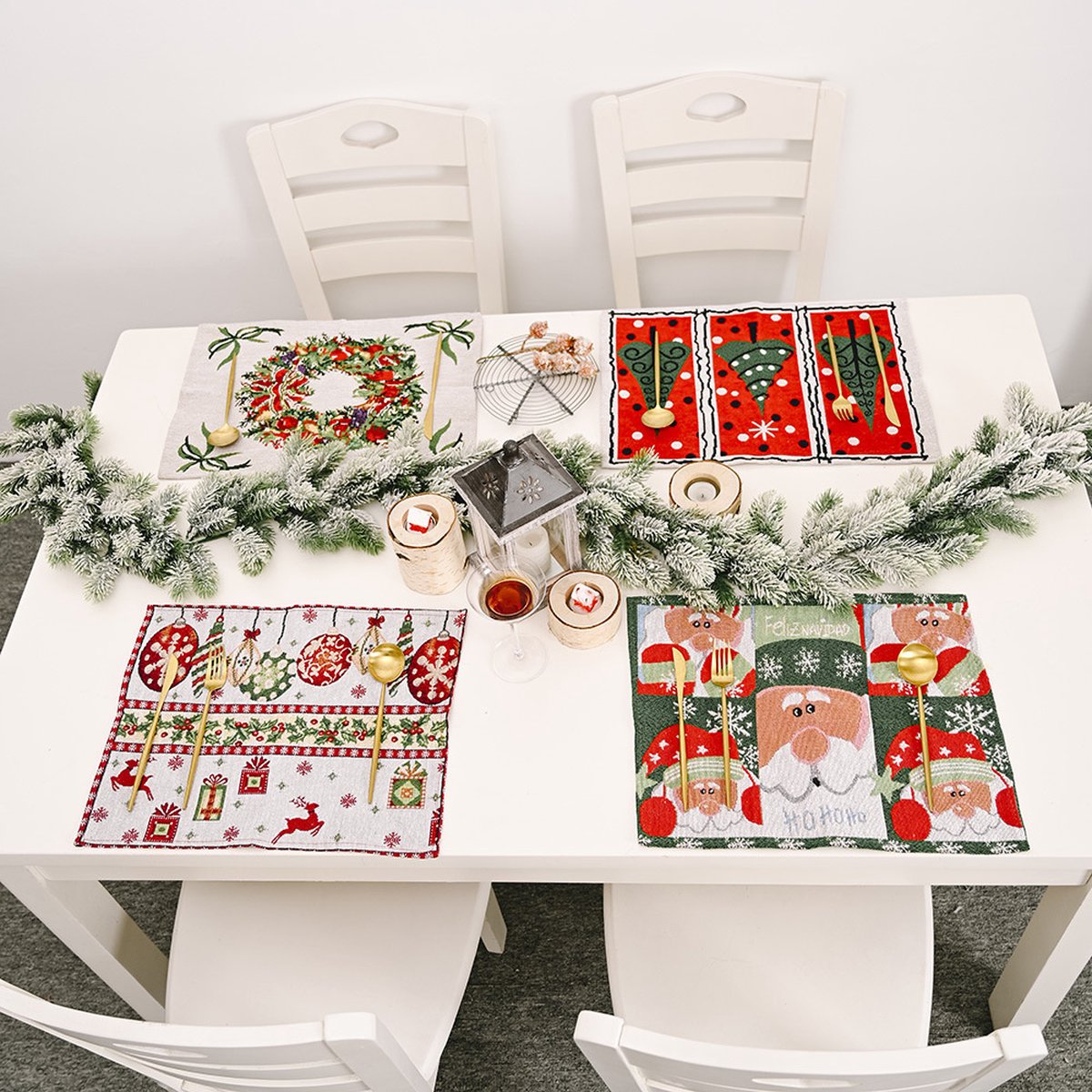 Kerst Placemats Kerst Tafelkleed Kerst Tafeldecoratie Kerst tafellaken Kerstdecoratie Kerstversiering Stof - Duurzaam