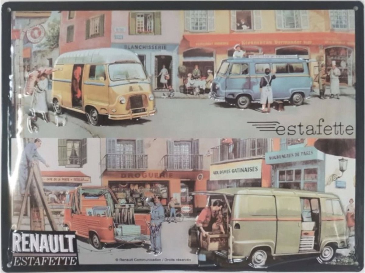 Metalen Bord 40 x 30 cm Renault Estafette