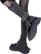 Beenwarmers - Dames - Overknee - Ballet - Wol - Kniekousen - Leg Warmers - Warm - Met Rits - Donkergrijs