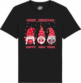 Christmas Gnomies Rood - Foute kersttrui kerstcadeau - Dames / Heren / Unisex Kerst Kleding - Grappige Feestdagen Outfit - - Unisex T-Shirt - Zwart - Maat XL