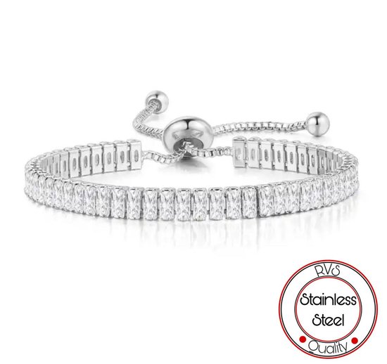 Tennis Armband | Zilver Verguld | Zirkonia stenen 6 MM | Lengte Verstelbaar | Tennis Bracelet | Sieraden | Vaderdag | Vaderdag Cadeau