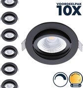 Pack économique 10x Spot encastrable LED à intensité variable noir, variable à chaud, petite profondeur d'encastrement, IP54