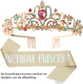Verjaardag Prinses Sjerp en Tiara -Met text "Birthday Princess" -Een Betoverende Toevoeging aan Jouw Verjaardagsfeest-goud