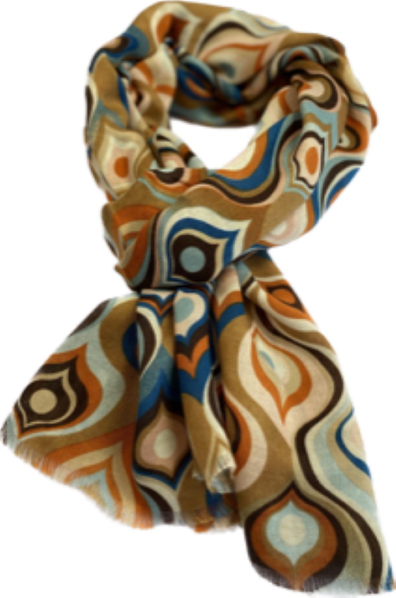 Leuke vrolijke sjaal van mooi materiaal / 50% katoen met 50% viscose
