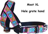 Gentle leader - Zwart - Gevoerd - Maat XL - Skull - Antitrek hoofdhalster hond - Hoofdhalster hond - Antitrek hond - Trainingshalsband