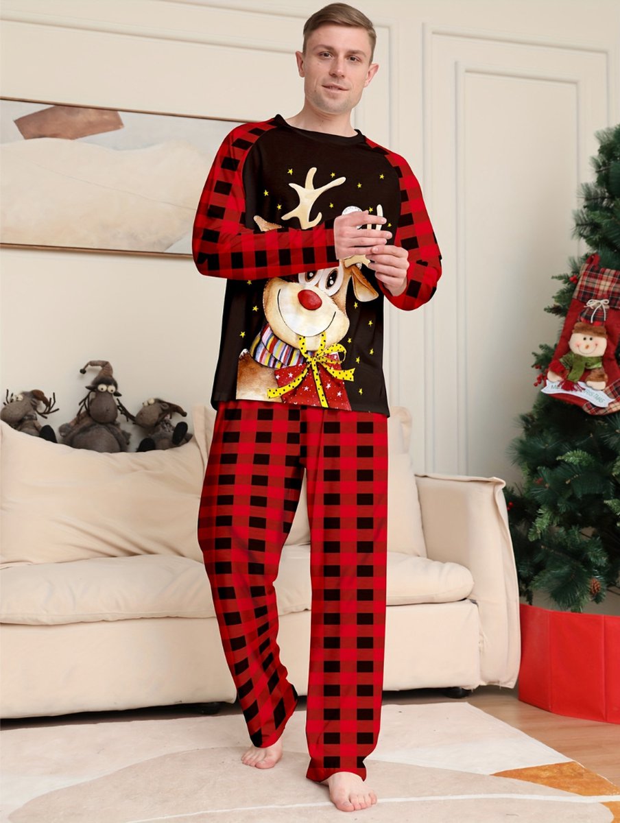 Kerst Pyjama Heren Kerstpyjama Mannen Volwassenen Set Broek Shirt . bol