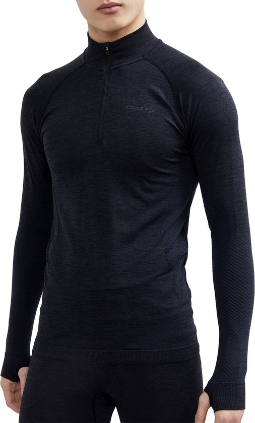 Heren thermoshirt met rits, donkerblauw.