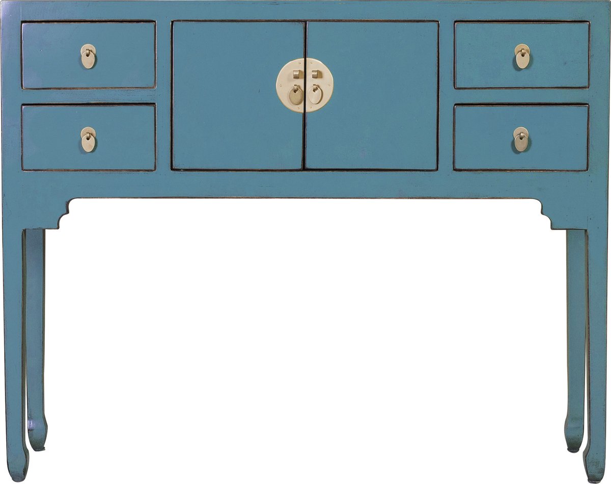 Fine Asianliving Chinese Sidetable Arctic Blauw Grijs - Orientique Collectie B100xD26xH80cm Chinese Meubels Oosterse Kast